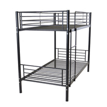 Load image into Gallery viewer, Iron Bed Bunk Bed with Ladder for Kids Twin Size Black