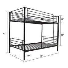 Load image into Gallery viewer, Iron Bed Bunk Bed with Ladder for Kids Twin Size Black
