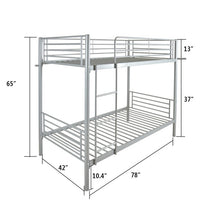 Load image into Gallery viewer, Iron Bed Bunk Bed with Ladder for Kids Twin Size Black