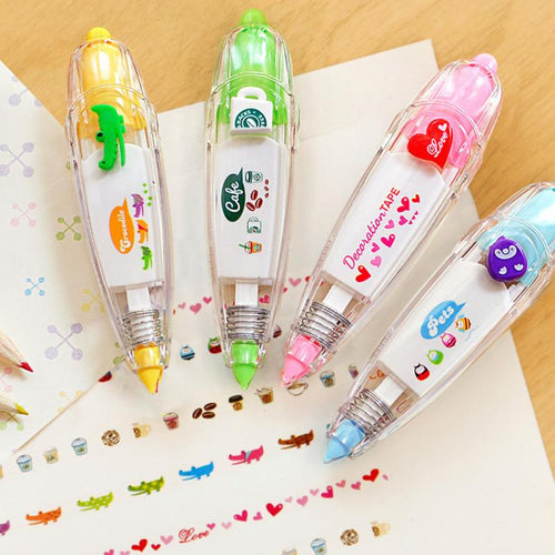 Fashion Stationery Cute Little Fluorescent Push Tape Push Lace Correction With Decoration Student Gifts